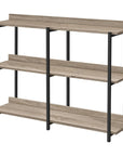 47" Taupe and Black Wood and Metal Frame Console Table With Three Shelves