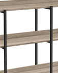47" Taupe and Black Wood and Metal Frame Console Table With Three Shelves