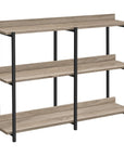 47" Taupe and Black Wood and Metal Frame Console Table With Three Shelves