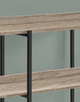 47" Taupe and Black Wood and Metal Frame Console Table With Three Shelves