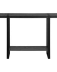 47" Black Wood and Metal Distressed Sled Console Table With Shelf