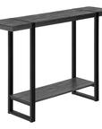 47" Black Wood and Metal Distressed Sled Console Table With Shelf