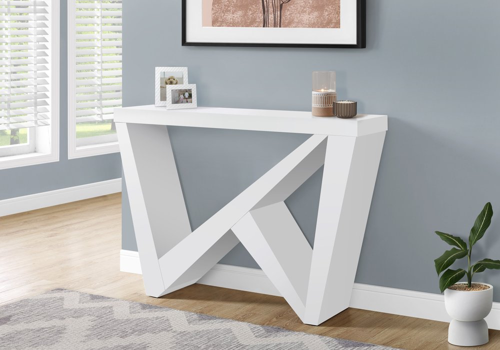 32" White Wood Abstract End Table