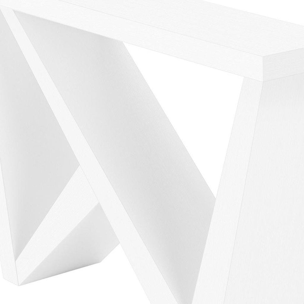 32" White Wood Abstract End Table