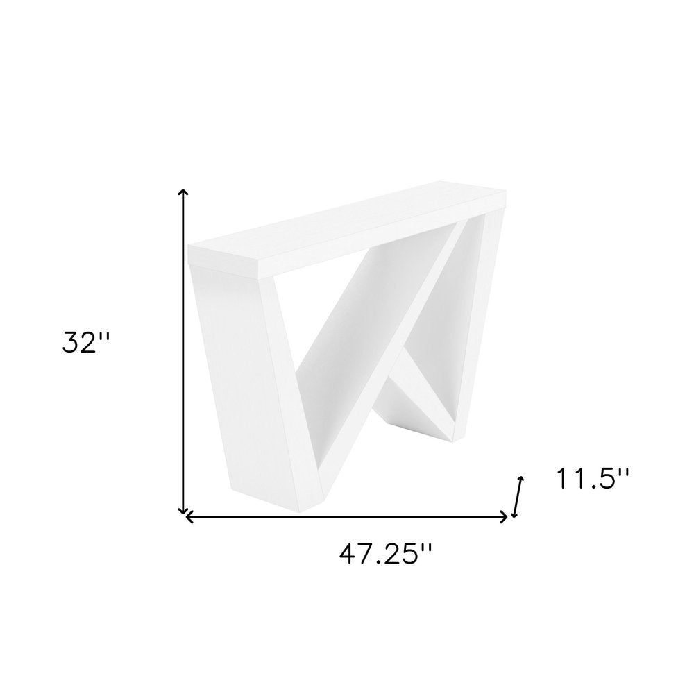 32" White Wood Abstract End Table