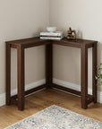 36" Brown Wood Corner Frame Console Table