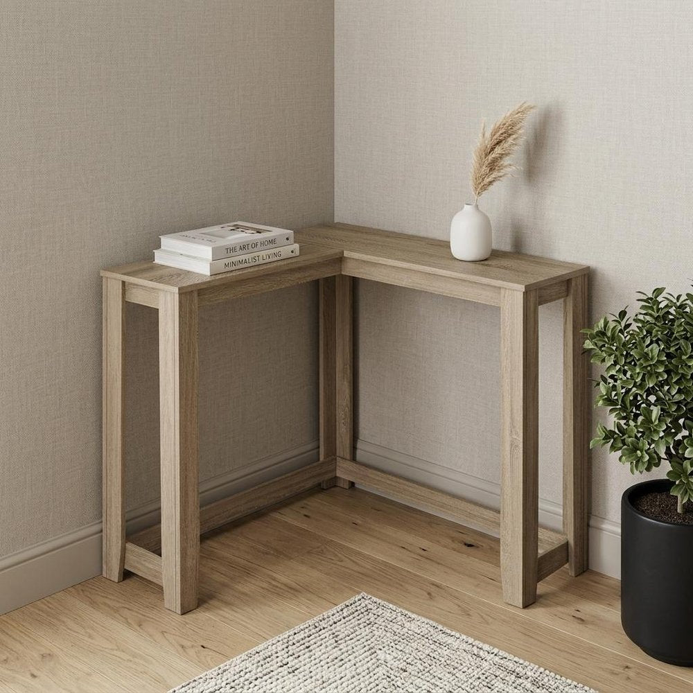36" Brown Wood Corner Frame Console Table