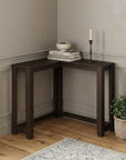 36" Brown Wood Corner Frame Console Table