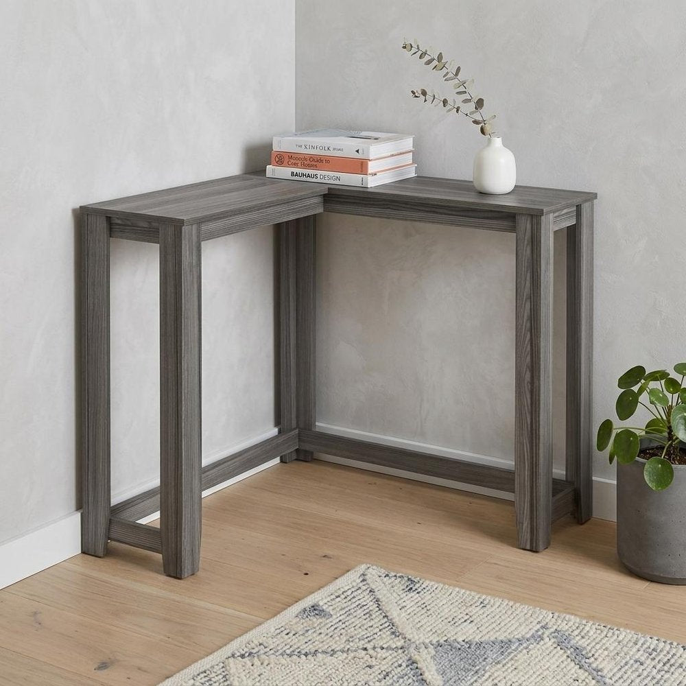 36" Brown Wood Corner Frame Console Table