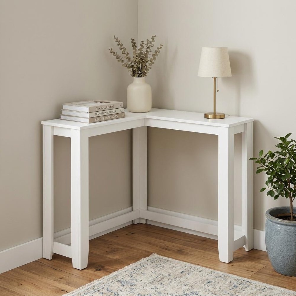 36" Brown Wood Corner Frame Console Table