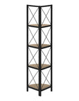 59" Taupe Metal Corner Bookcase