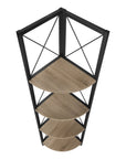 59" Taupe Metal Corner Bookcase