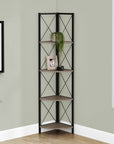 59" Taupe Metal Corner Bookcase