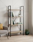 48" Taupe Metal and Wood Four Tier Etagere Bookcase