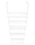 72" White Metal and Wood Five Tier Bookcase