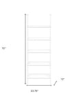 72" White Metal and Wood Five Tier Bookcase