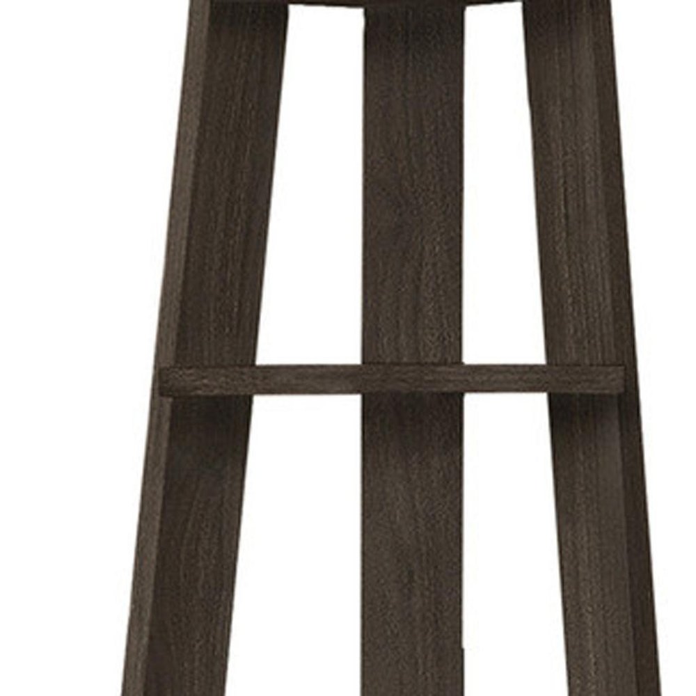 71" Oak Particle Board and Wood Five Tier Corner Bookcase