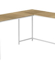 58" Natural and White Wood and Metal Corner Computer Desk