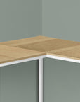 58" Natural and White Wood and Metal Corner Computer Desk
