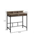 47" Taupe and Black Wood and Metal H-Shape Computer Desk