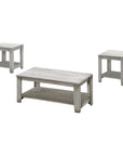 Set Of Three 42" Gray Rectangular Coffee Table With Three Shelves