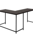 58" Espresso and Black L Shape Computer Desk