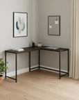 58" Espresso and Black L Shape Computer Desk