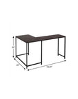 58" Espresso and Black L Shape Computer Desk
