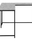 58" Gray and Black Faux Stone Wood And Metal Corner Computer Desk