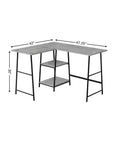 47" Gray and Black Wood and Metal Corner Trestle Computer Desk