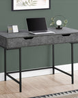 47" Gray and Black Wood and Metal H-Shape Computer Desk With Two Drawers