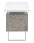 60" White and Gray Computer Desk With Three Drawers