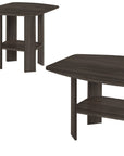 Set of Three 36" Oak Coffee Table With Three Shelves