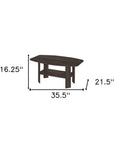 Set of Three 36" Oak Coffee Table With Three Shelves