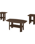 Set of Three 36" Espresso Coffee Table With Three Shelves