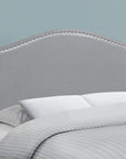 Gray Faux Leather Upholstered Camelback Full Headboard With Nail Head Trim
