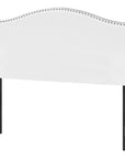 White Faux Leather Upholstered Arched Queen Headboard With Nail Head Trim