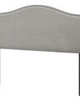 Beige Linen Blend Upholstered Arched Full Headboard With Nail Head Trim