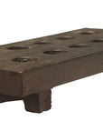 2" Brown Wood Geometric Tabletop Dish Candle Holder