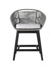 38" Light Gray Solid Wood Low back Outdoor Bar Height chair with Footrest