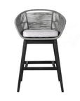 43" Light Gray Solid Wood Low back Outdoor Bar Height chair with Footrest