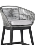 43" Light Gray Solid Wood Low back Outdoor Bar Height chair with Footrest