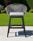 43" Light Gray Solid Wood Low back Outdoor Bar Height chair with Footrest