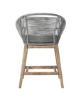 38" Light Gray Solid Wood Low back Outdoor Bar Height chair with Footrest