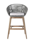 43" Gray Solid Wood Low back Outdoor Bar Height chair with Footrest