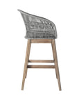 43" Gray Solid Wood Low back Outdoor Bar Height chair with Footrest