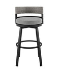 38" Light Gray Metal Swivel Low back Outdoor Bar Height chair with Footrest