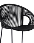 40" Black Metal Low back Outdoor Counter Height Bar chair with Footrest