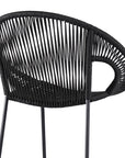 40" Black Metal Low back Outdoor Counter Height Bar chair with Footrest