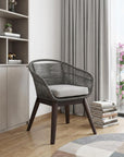 27" Gray Solid Wood Outdoor Dining Chair with Gray Cushion